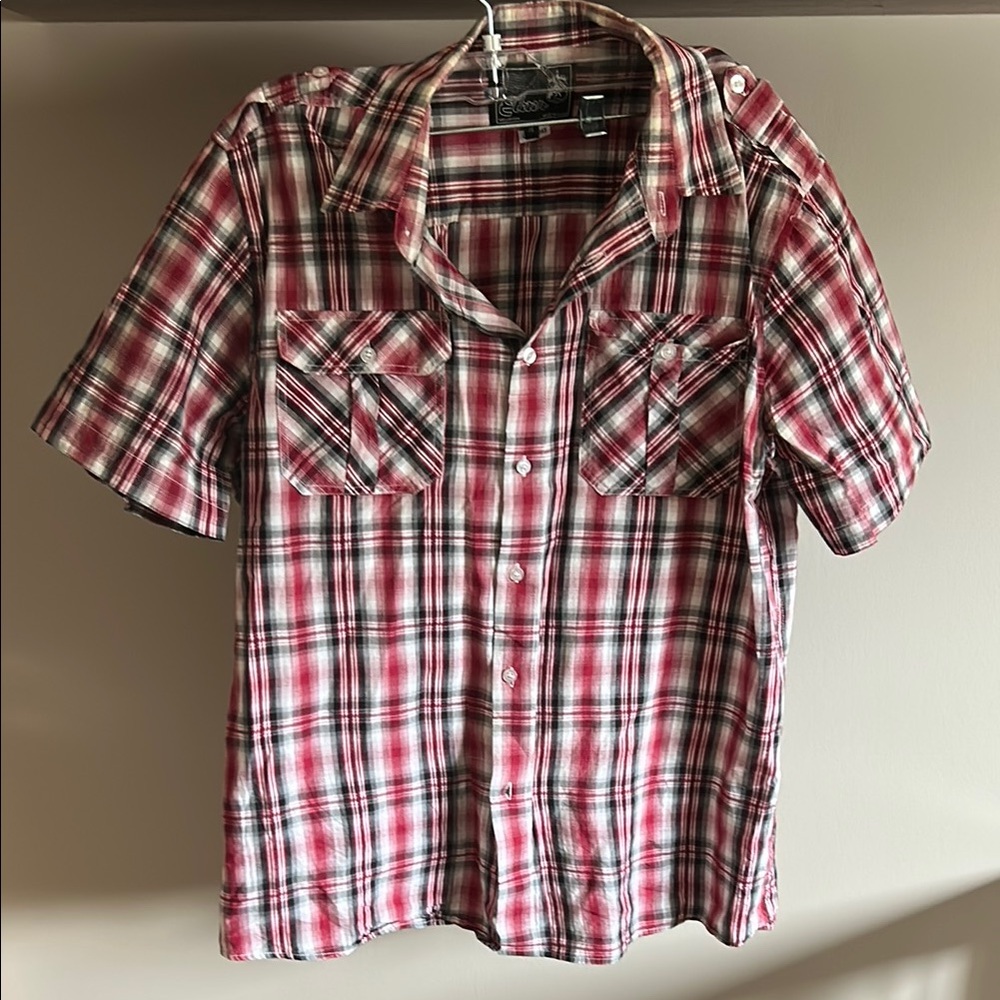 🌟3 for $15 🌟Men's Red Plaid Short Sleeve Shirt